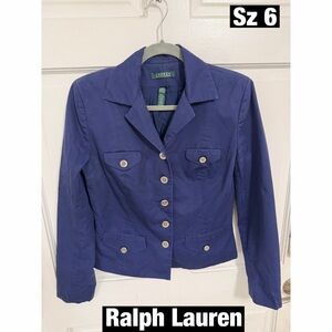 Ralph Lauren Women's Royal Blue Silk Cotton Blend Jacket Sz 6